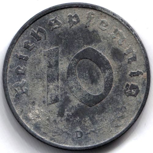 5 Reichs pfennig 1943 D líc